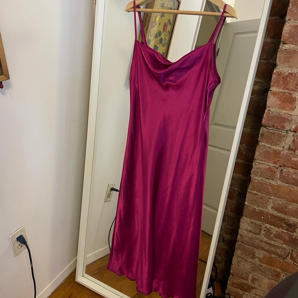 Bebe Magenta Midi Slip Dress